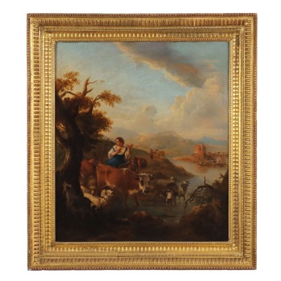 Antique Painting Michiel Caree Oil on Canvas Landscape XVIII Century