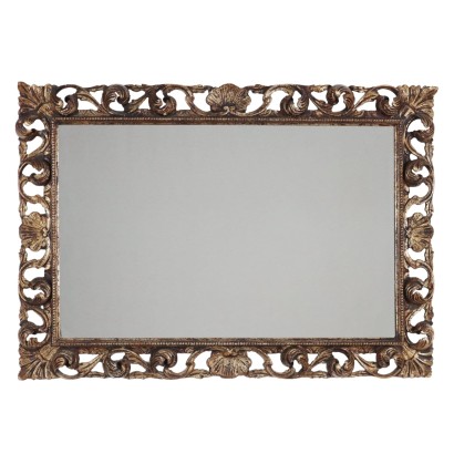 Miroir Ancien Style Baroque Bois Peint Italie XXe Siècle