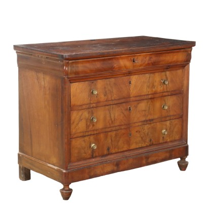 Commode Louis Philippe Ancienne Noyer 4 Tiroirs Italie XIXe Siècle