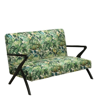 Vintage Sofa Jungle Collection Samt Holz Italien 50er-60er Jahre