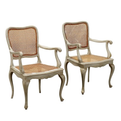 Fauteuils Anciens Style Baroque Bois Italie XXe Siècle