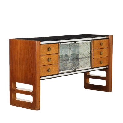 Buffet Vintage Palazzi dell'Arte Cantù Plaqué en Noyer Années 1940