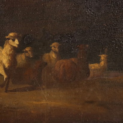 Tableau Paysage avec Bergère et Mouton, Paysage avec Bergère et Mouton