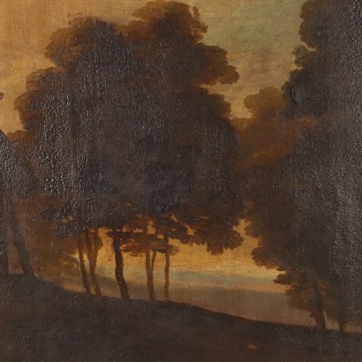 Tableau Paysage avec Bergère et Mouton, Paysage avec Bergère et Mouton