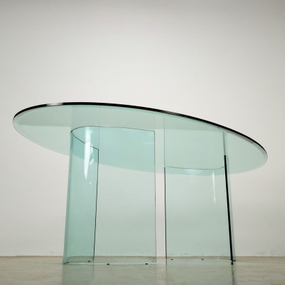 Table en verre Fiam des années 80, Table en verre des années 80