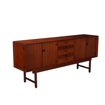 Buffet Bas Vintage Plaqué en Acajou Tiroirs Italie Années 1960