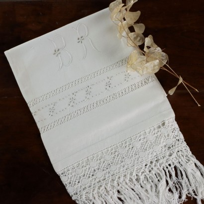 Antique Towel White Flax Italy XX Century