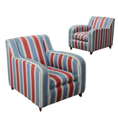 Vintage Armchairs Fabric Upholstery Italy 1950s