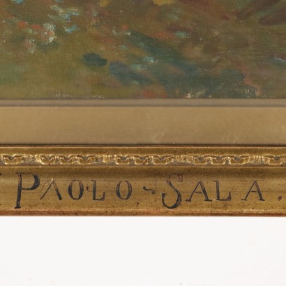 Pintura de Paolo Sala,Paisaje con figuras y ovejas,Paolo Sala,Paolo Sala,Paolo Sala