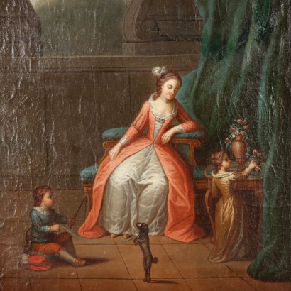 Tableau de scène d'intérieur avec personnages