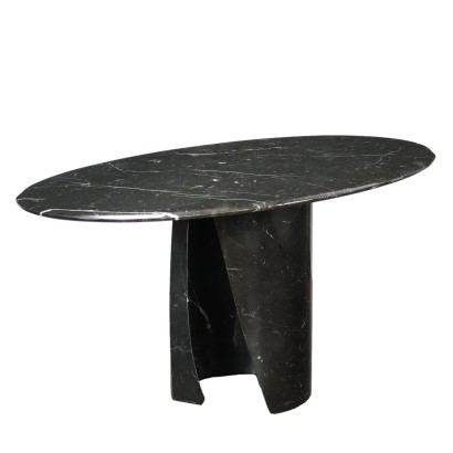 Vintage Table Black Marble Italy 1970s-1980s