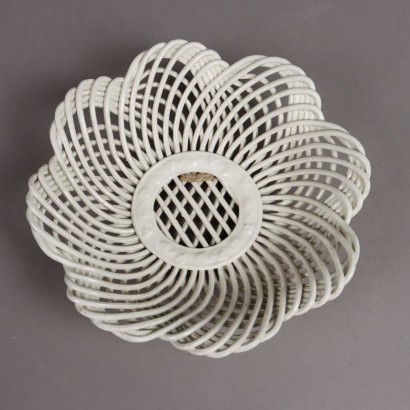 Set of Six White Ceramic Baskets