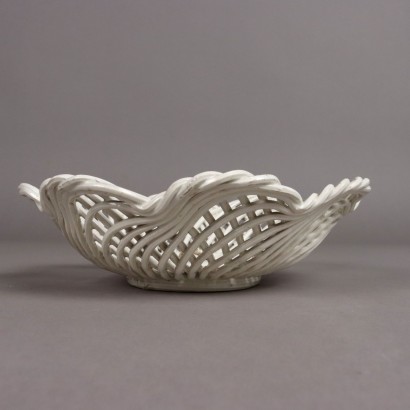 Set of Six White Ceramic Baskets