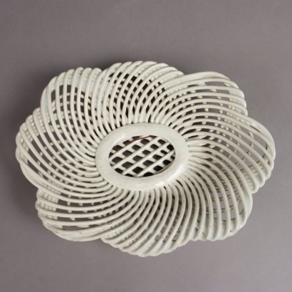 Set of Six White Ceramic Baskets