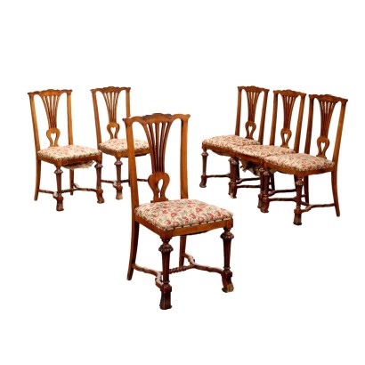 Antique Chairs Mahogany Fabric England XX Century