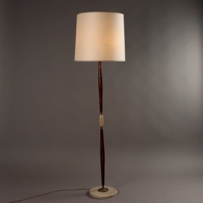 Vintage Floor Lamp Wood Marble Italy 1950s-1960s