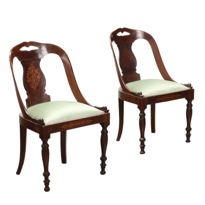 Antique Chairs Mahogany Inlays England Early XIX Century