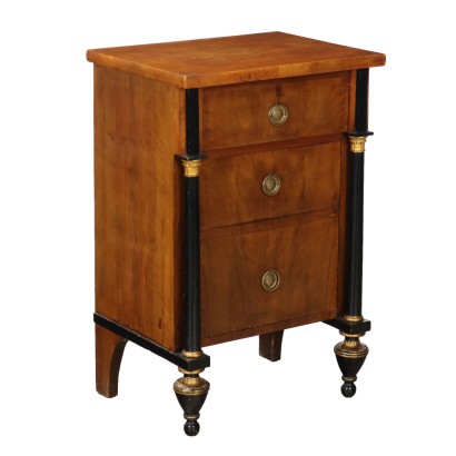 Antique Bedside Table Walnut Drawers Italy XIX Century