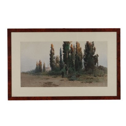 Antique Painting Signed Angelos Giallinas Watercolor on Paper '800