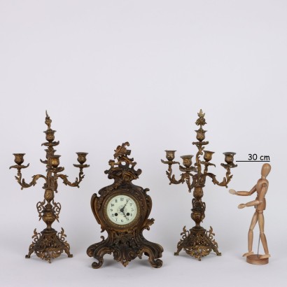 Tittico Orologio in Bronzo Dorato,Trittico Orologio in Bronzo Dorato