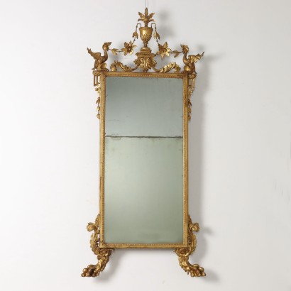 Miroir Néoclassique Ancien Tilleul Décorations du XVIIIe Siècle