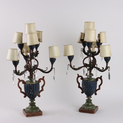 Antique Lamps Neoclassical Style Wood Italy XX Century