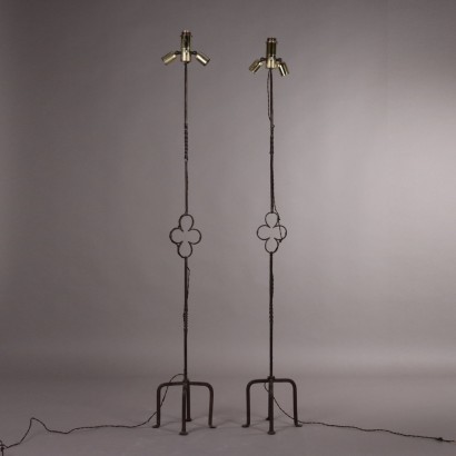 Antique Floor Lamps Neo-Gothic Style Wrought Iron XX Century