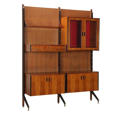 Vintage Bookcase Teak Veneer Metal Italy 1960s