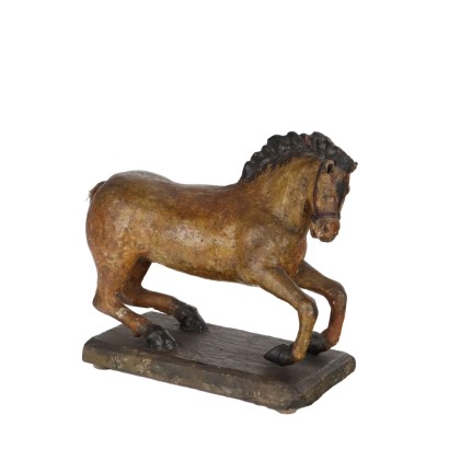 Antique Sculpture Horse Lacquered Papier-Mâché XIX Century