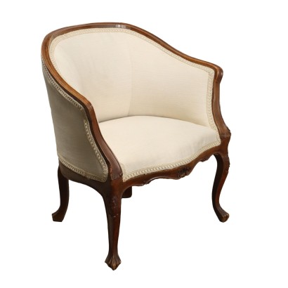 Fauteuil Ancien Style Baroque Noyer Italie du XXe Siècle