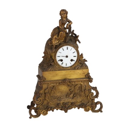 Antique Mantel Clock Gilded Bronze France Mid XIX Century