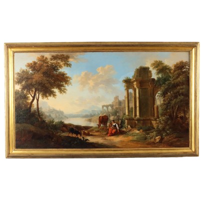 Antique Painting Signed Christian Georg Schütz I Landscape '700