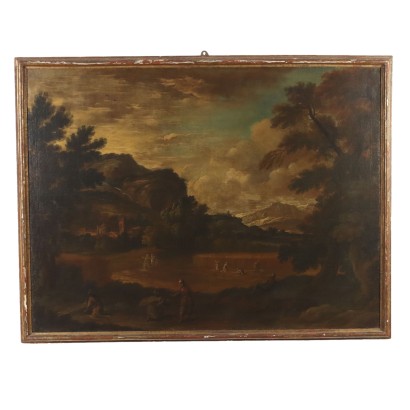 Tableau Ancien Paysage Huile sur Toile du XVIIIe Siècle