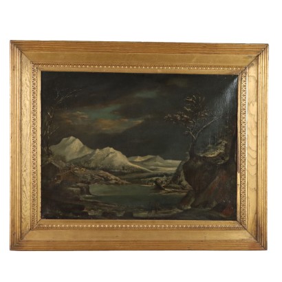 Tableau Ancien Paysage d'Hiver Huile sur Toile '700-'800