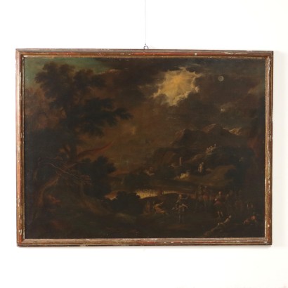 Tableau Ancien Scène de Genre Huile sur Toile XVIIIe Siècle