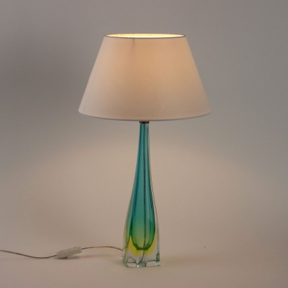 Vintage Lamp Coloured Glass Fabric Italy 1950s