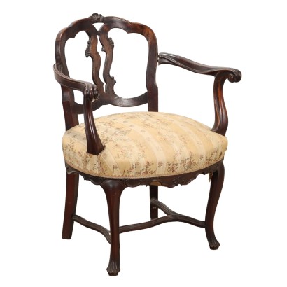 Fauteuil Ancien Style Baroque Noyer Italie XXe Siècle