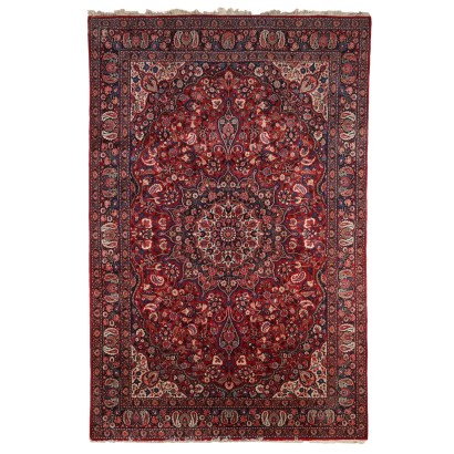 Antique Mashad Carpet Cotton Wool Heavy Knot Iran 120 x 79 In