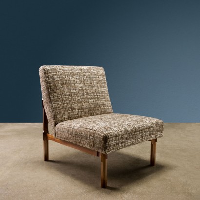 Fauteuil Cassina 869 Vintage Design Ico Parisi Noyer Tissu Années 60