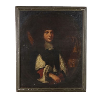 Tableau Ancien Portrait Masculin Huile sur Toile XVIIe Siècle