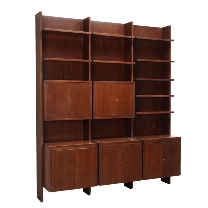 Vintage Bookcase Mahogany Veneer Italy 1960s