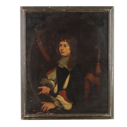 Antique Painting Portrait of a Nobleman Oil on Canvas XVII Century