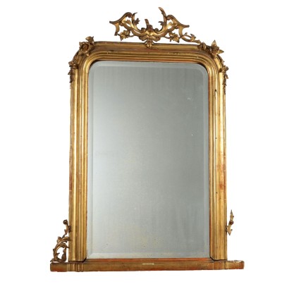 Antique Mirror Gilded Wood Lombardy XIX Century