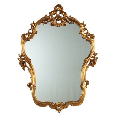 Miroir Ancien Style Rococo Bois Gravé Italie du XXe Siècle