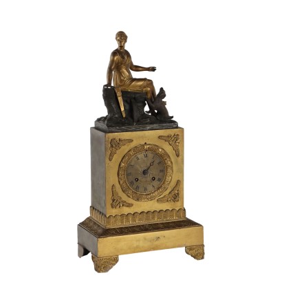 Antique Mantel Clock Gilded Bronze France XIX Century