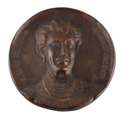 Tuile Ancienne Bronze Femme Noble Italie du XXe Siècle