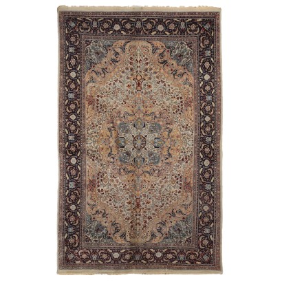 Antiker Jaipur Teppich Baumwolle Wolle Feiner Knoten Indien 220 x 138