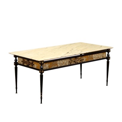 Antique Coffee Table Lacquered Metal Marble Italy XX Century