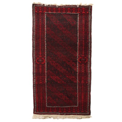 Antique Beluchi Carpet Wool Thin Knot Iran 67 x 34 In