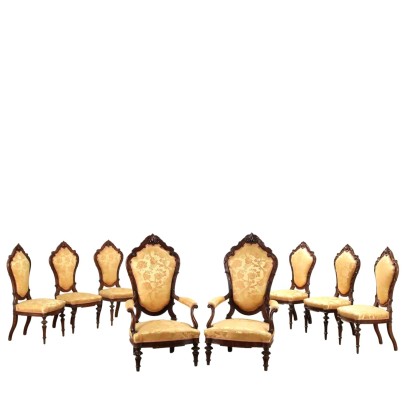 Groupe de 6 chaises et 2 fauteuils